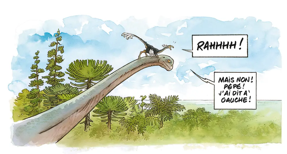 Bande-dessinée - Mimo - dinosaures - inspirée du site de fouilles paléontologiques d'Angeac-Charente