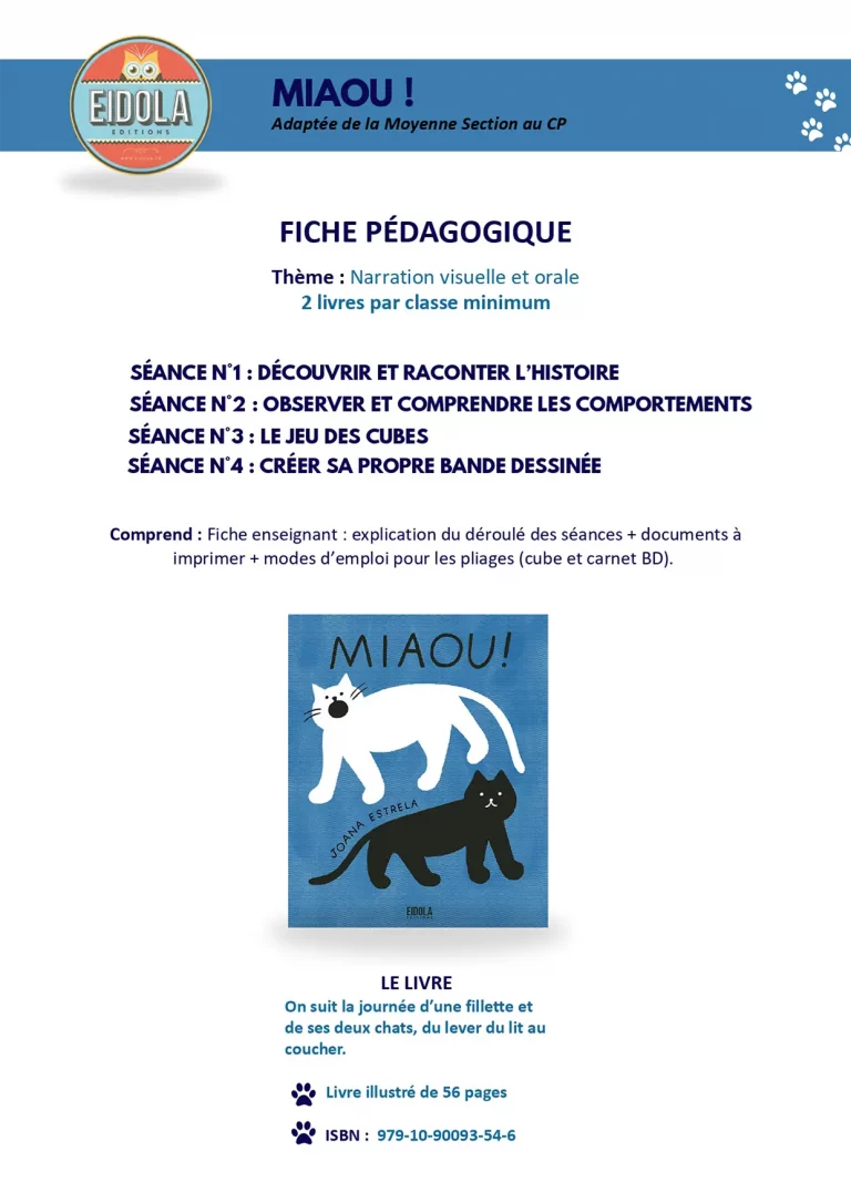 Fiche pédagogique - Miaou - bande dessinée jeunesse
